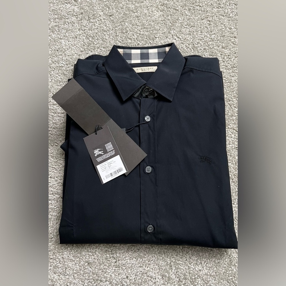 Burberry Long Sleeve Men's Dress Shirt Casual Black Small Authentic